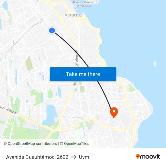 Avenida Cuauhtémoc, 2602 to Uvm map