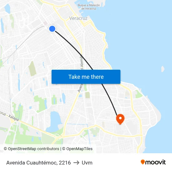 Avenida Cuauhtémoc, 2216 to Uvm map