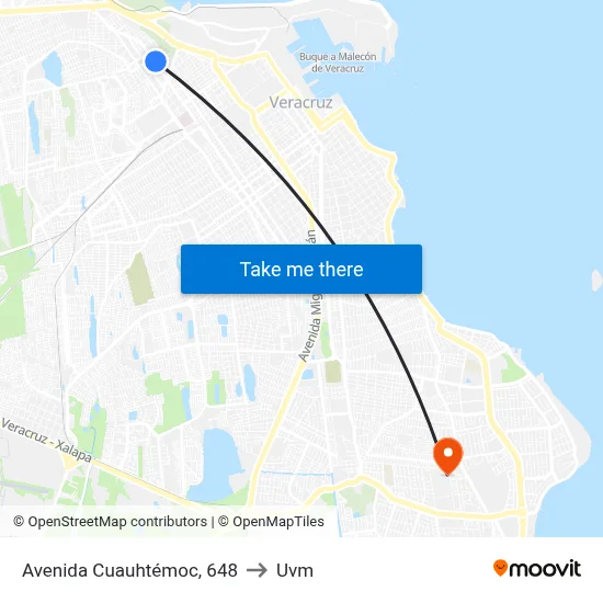 Avenida Cuauhtémoc, 648 to Uvm map