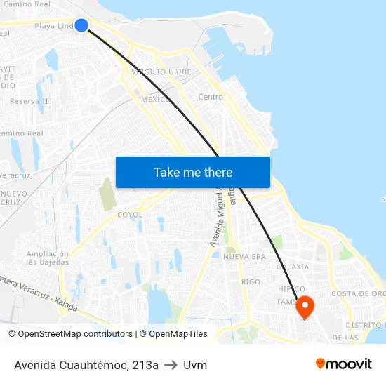 Avenida Cuauhtémoc, 213a to Uvm map