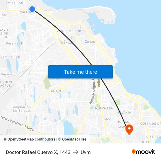 Doctor Rafael Cuervo X, 1443 to Uvm map