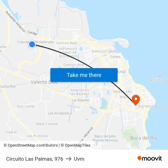 Circuito Las Palmas, 976 to Uvm map