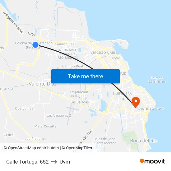 Calle Tortuga, 652 to Uvm map