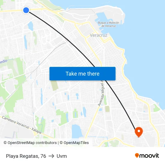 Playa Regatas, 76 to Uvm map