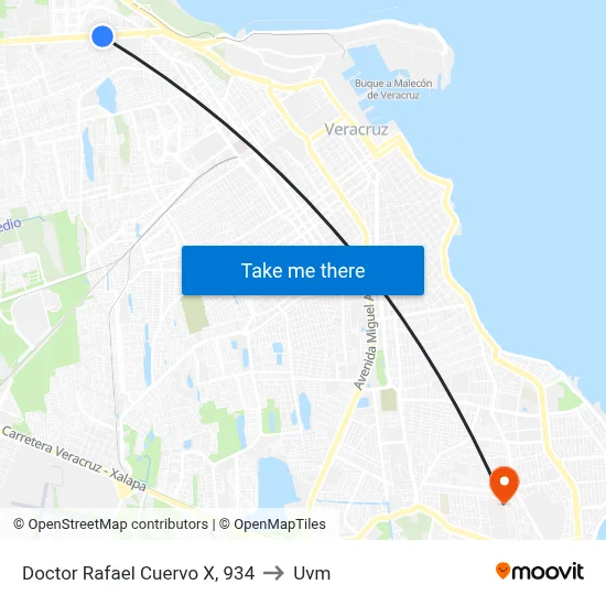 Doctor Rafael Cuervo X, 934 to Uvm map