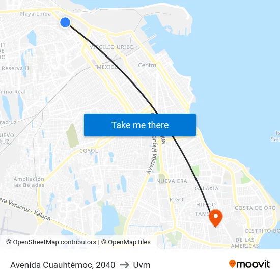 Avenida Cuauhtémoc, 2040 to Uvm map