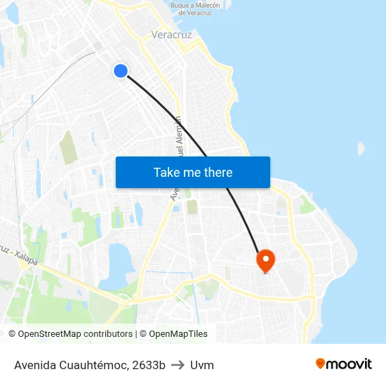 Avenida Cuauhtémoc, 2633b to Uvm map