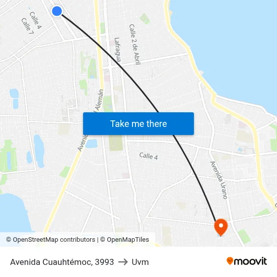 Avenida Cuauhtémoc, 3993 to Uvm map