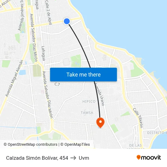 Calzada Simón Bolívar, 454 to Uvm map