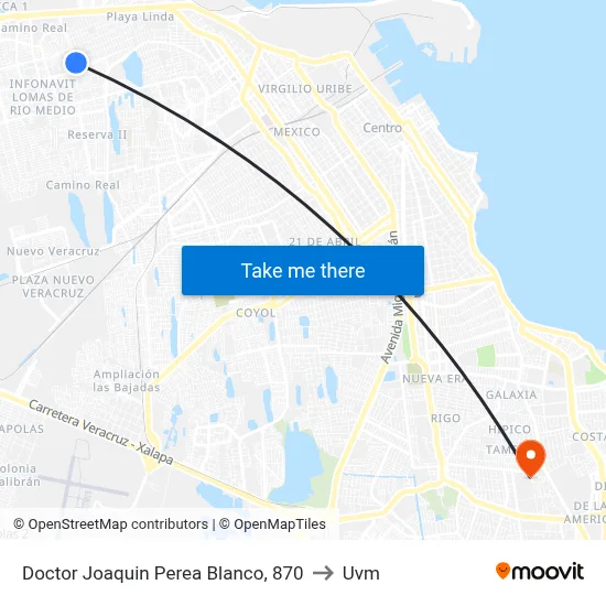 Doctor Joaquin Perea Blanco, 870 to Uvm map