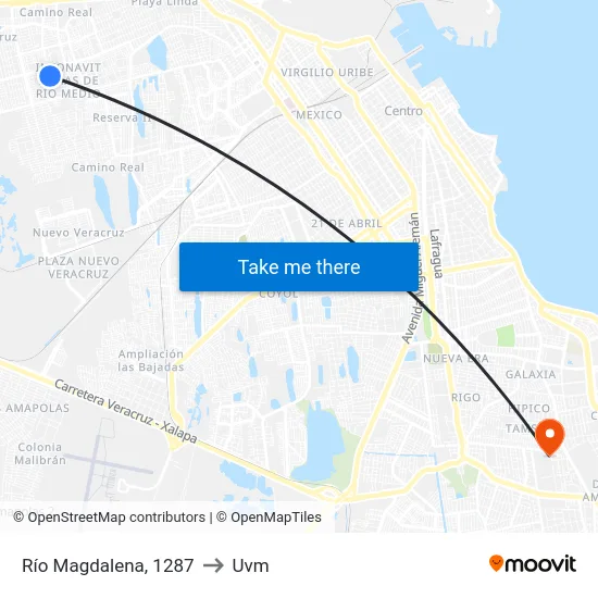 Río Magdalena, 1287 to Uvm map
