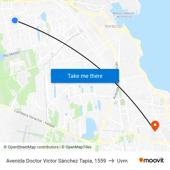 Avenida Doctor Victor Sánchez Tapia, 1559 to Uvm map