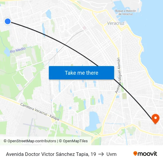 Avenida Doctor Victor Sánchez Tapia, 19 to Uvm map