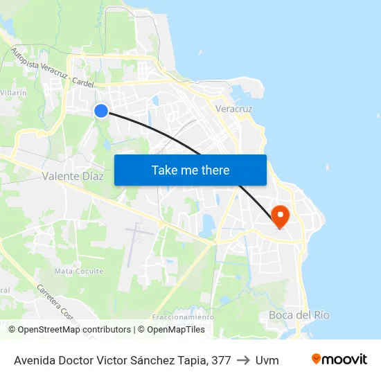 Avenida Doctor Victor Sánchez Tapia, 377 to Uvm map