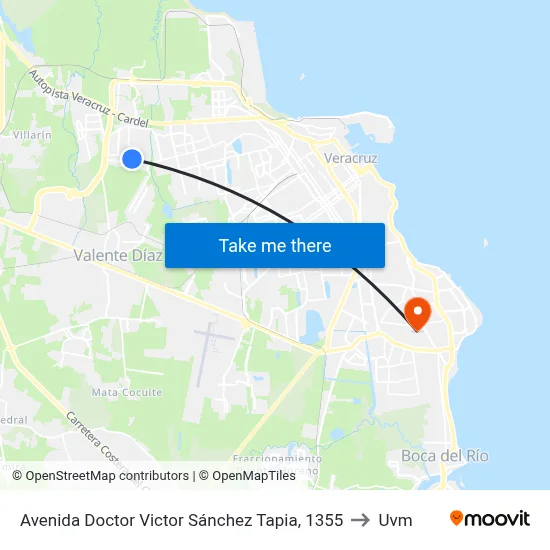 Avenida Doctor Victor Sánchez Tapia, 1355 to Uvm map