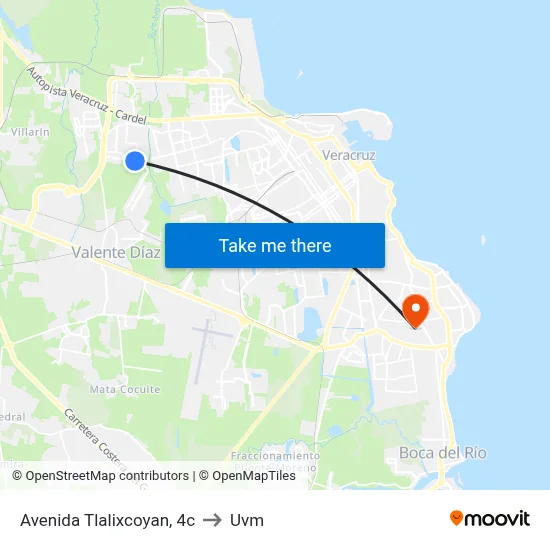 Avenida Tlalixcoyan, 4c to Uvm map