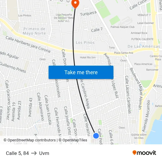 Calle 5, 84 to Uvm map