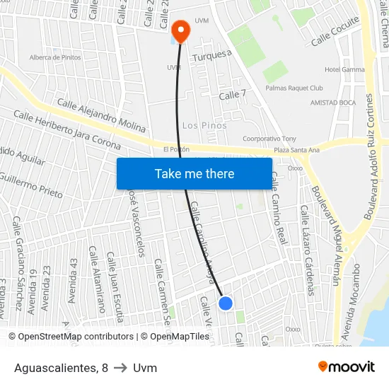 Aguascalientes, 8 to Uvm map