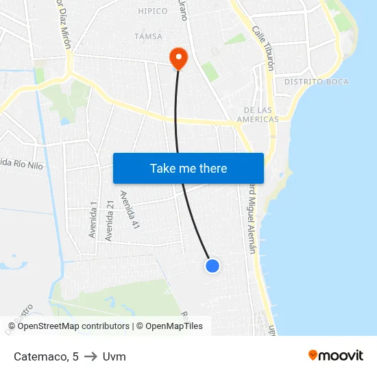 Catemaco, 5 to Uvm map