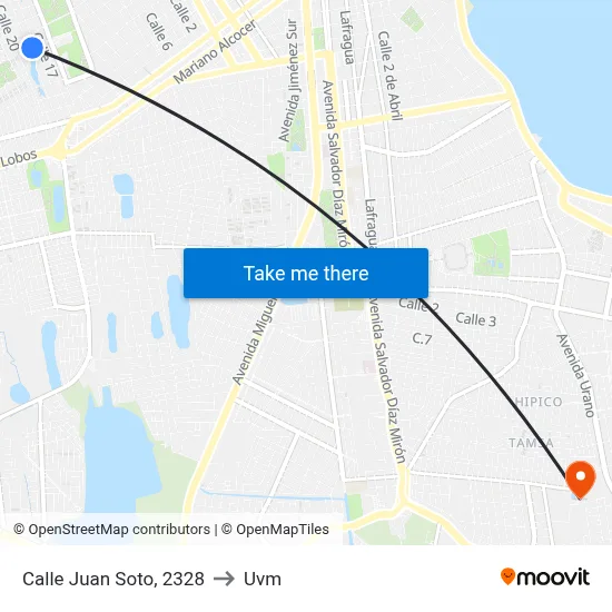 Calle Juan Soto, 2328 to Uvm map