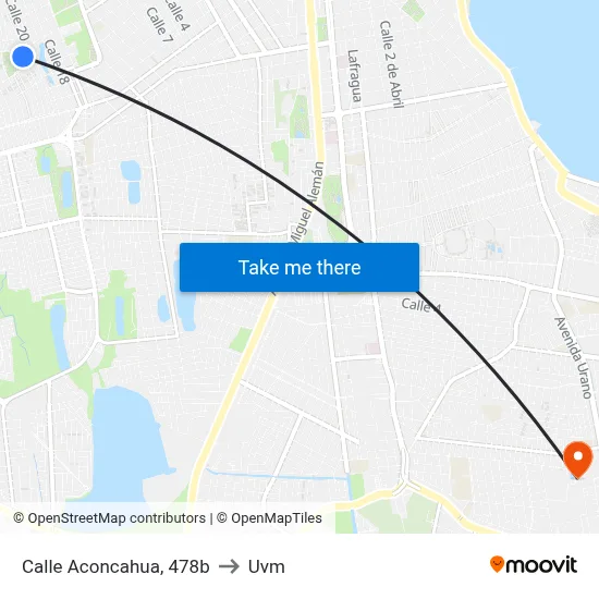 Calle Aconcahua, 478b to Uvm map