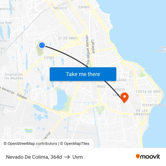 Nevado De Colima, 364d to Uvm map