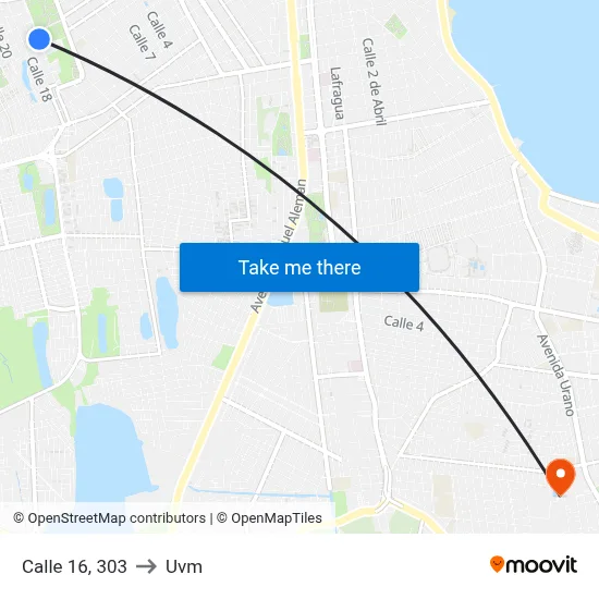 Calle 16, 303 to Uvm map