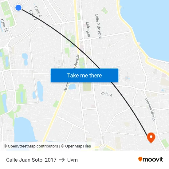 Calle Juan Soto, 2017 to Uvm map
