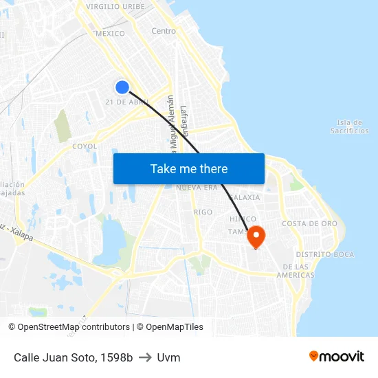 Calle Juan Soto, 1598b to Uvm map