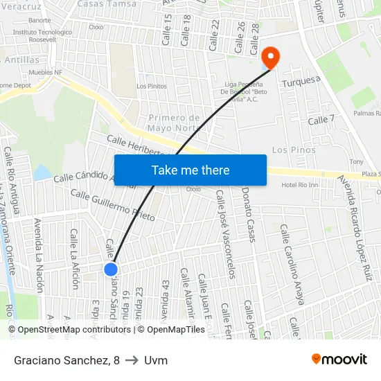 Graciano Sanchez, 8 to Uvm map