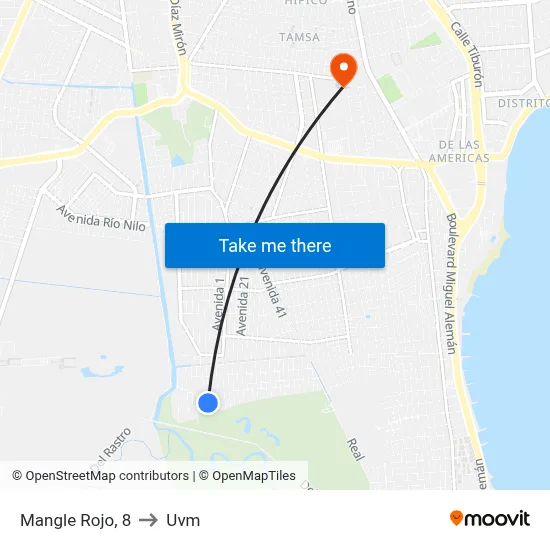 Mangle Rojo, 8 to Uvm map