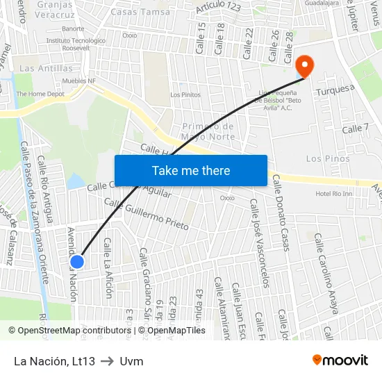 La Nación, Lt13 to Uvm map