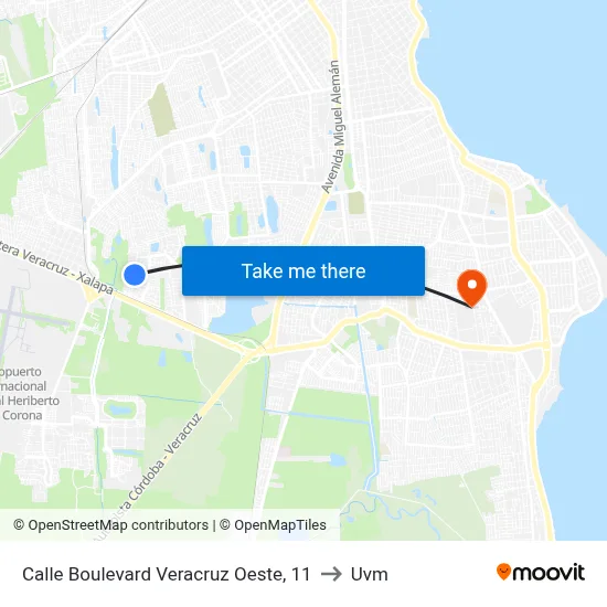 Calle Boulevard Veracruz Oeste, 11 to Uvm map