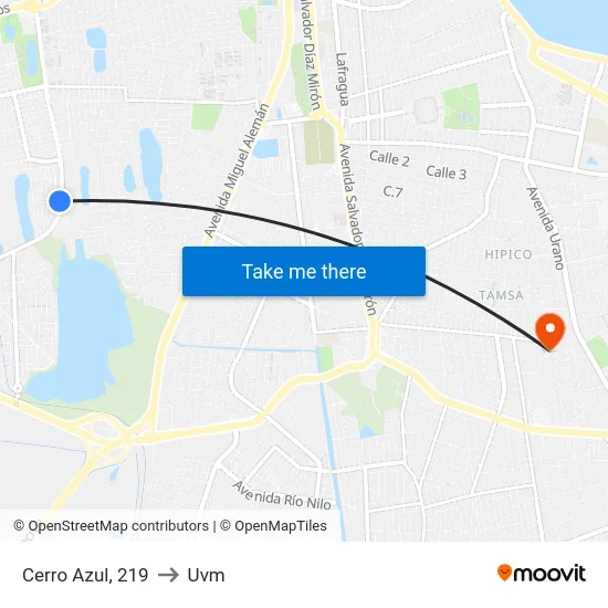 Cerro Azul, 219 to Uvm map