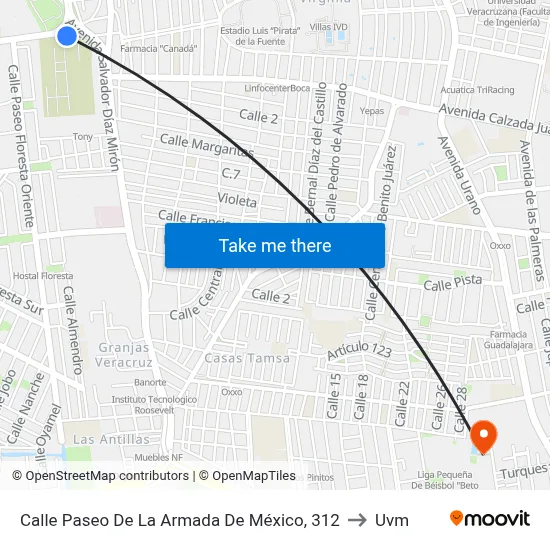 Calle Paseo De La Armada De México, 312 to Uvm map