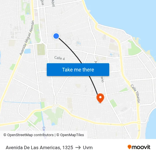Avenida De Las Americas, 1325 to Uvm map