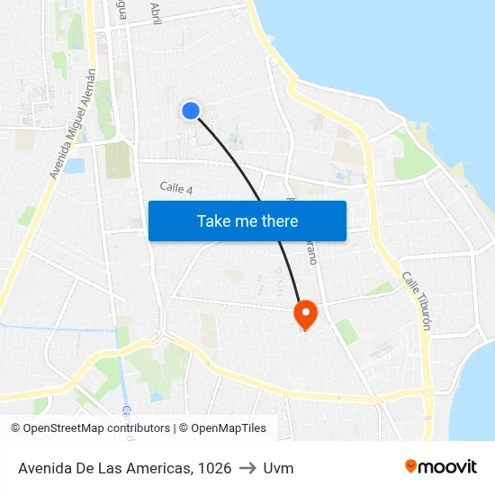 Avenida De Las Americas, 1026 to Uvm map