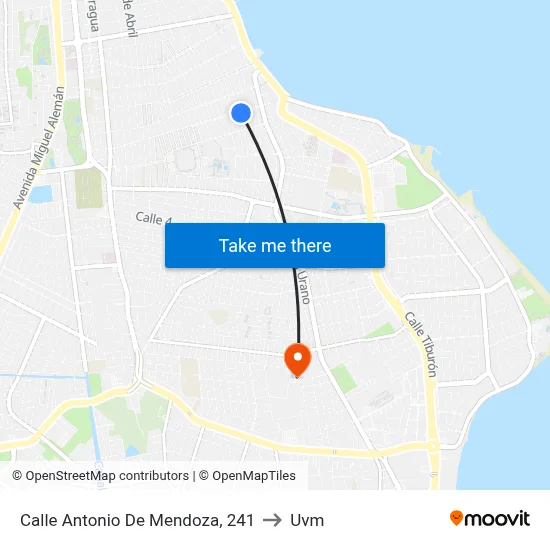 Calle Antonio De Mendoza, 241 to Uvm map
