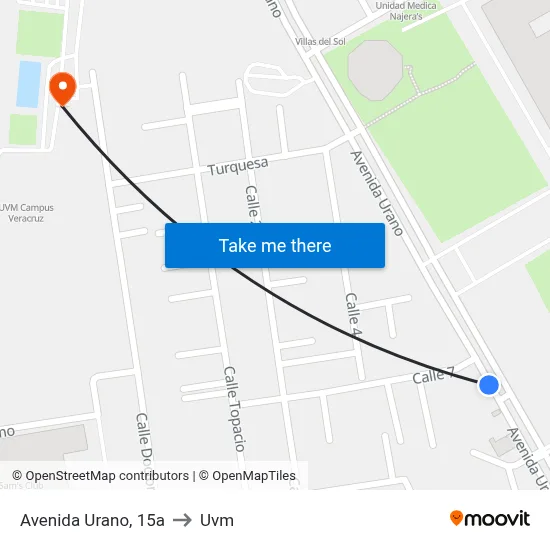Avenida Urano, 15a to Uvm map