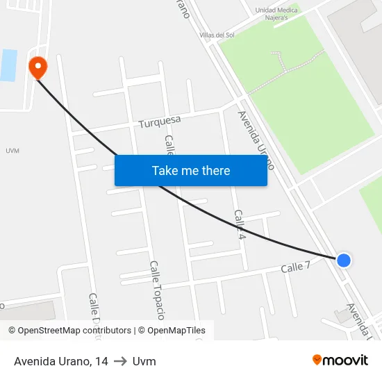 Avenida Urano, 14 to Uvm map