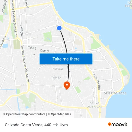 Calzada Costa Verde, 440 to Uvm map