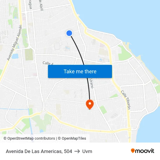 Avenida De Las Americas, 504 to Uvm map