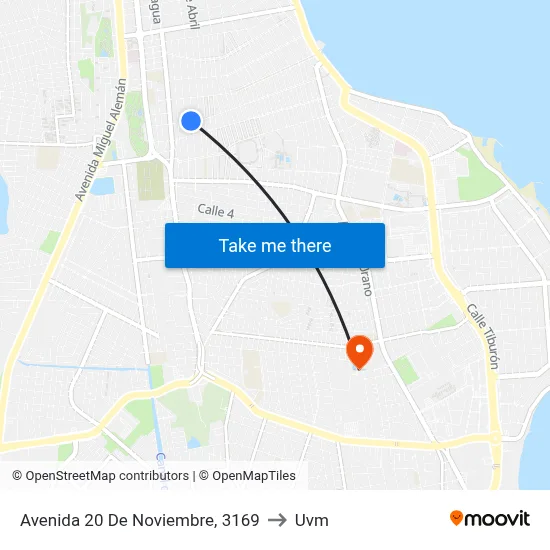 Avenida 20 De Noviembre, 3169 to Uvm map