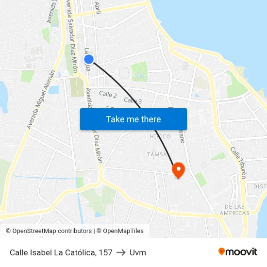 Calle Isabel La Católica, 157 to Uvm map