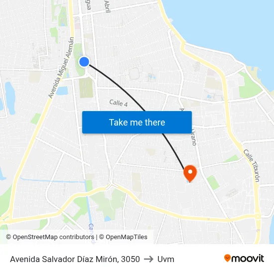 Avenida Salvador Díaz Mirón, 3050 to Uvm map