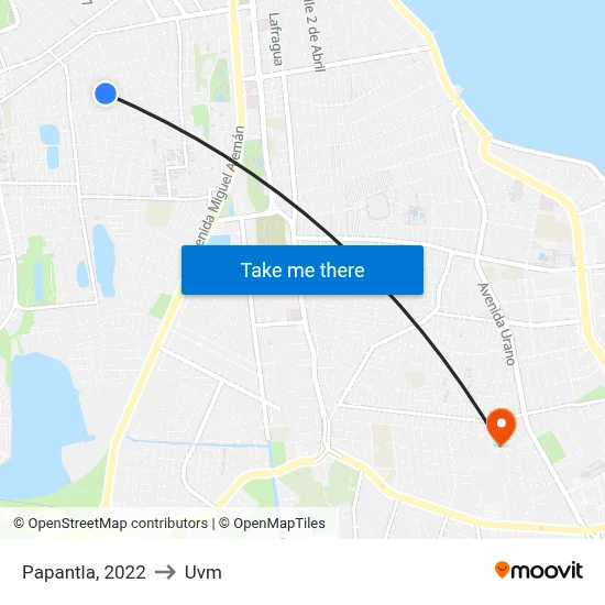 Papantla, 2022 to Uvm map