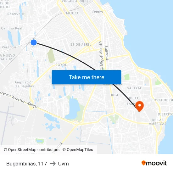 Bugambilias, 117 to Uvm map