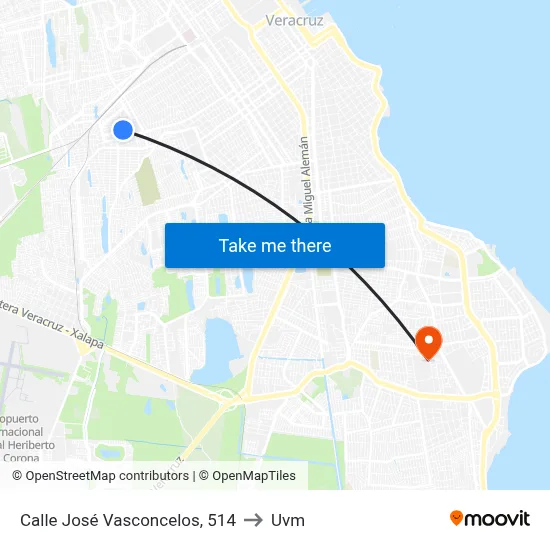 Calle José Vasconcelos, 514 to Uvm map