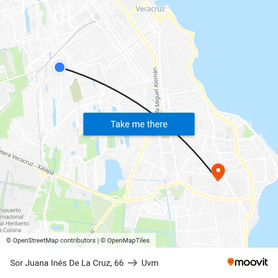 Sor Juana Inés De La Cruz, 66 to Uvm map