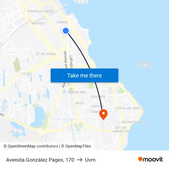Avenida González Pages, 170 to Uvm map
